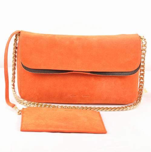 Celine Gourmette Small Bag in Suede Leather - 3078 Orange Celine Gourmette Small Bag in Suede Leather - 3078 Orange